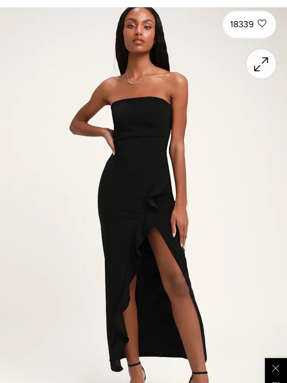 Lulu's Black Strapless Ruffle-Slit Maxi Dress